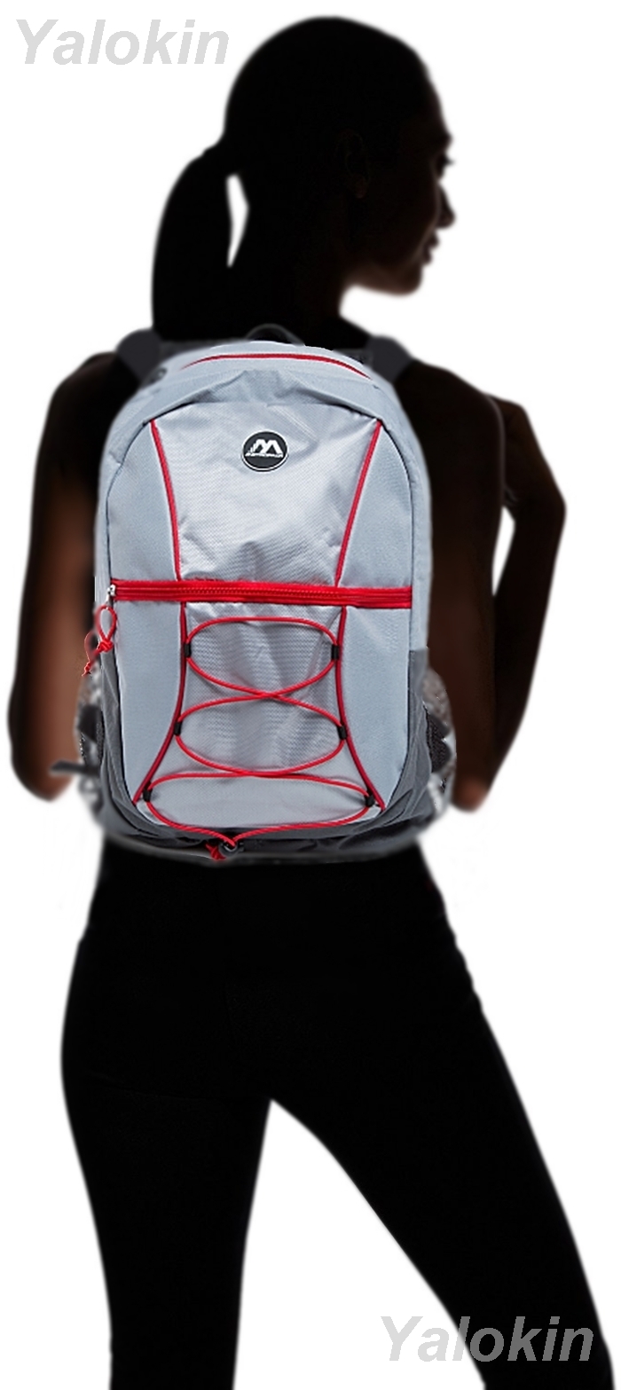 NEW Light Grey with Red Ripcord Unisex Fashion Backpack Shoulder Book Bag