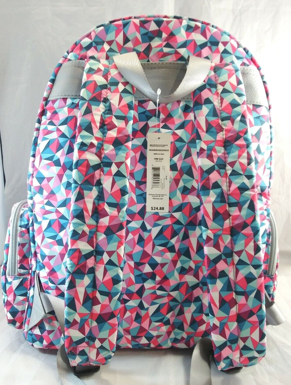 NWT No Boundries school/ backpack/ bag Bright Geometric pattern pink blue white