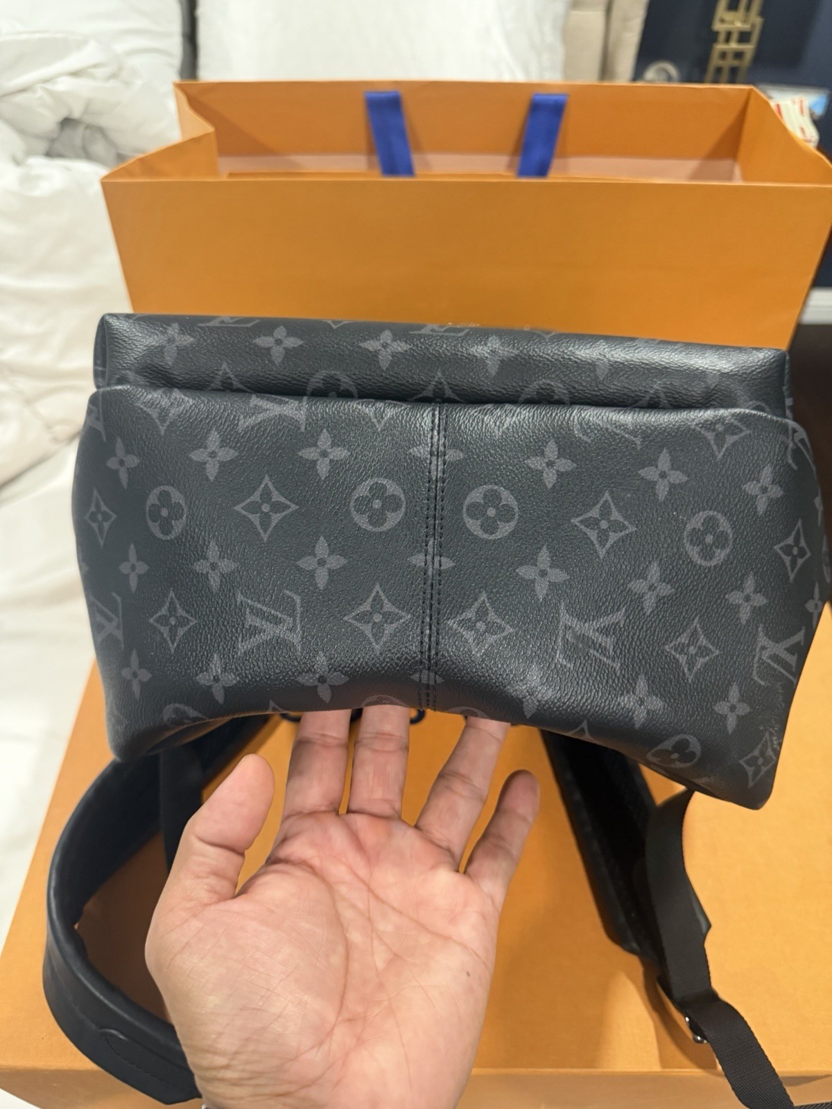 Louis Vuitton Monogram Eclipse Black/Gray Backpack Zip Pockets