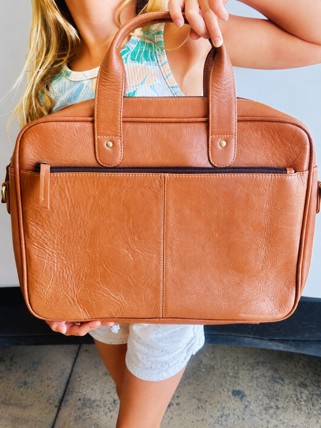 Cuero Guapo Leather Laptop Briefcase Messenger Bag Business Office Travel Brown