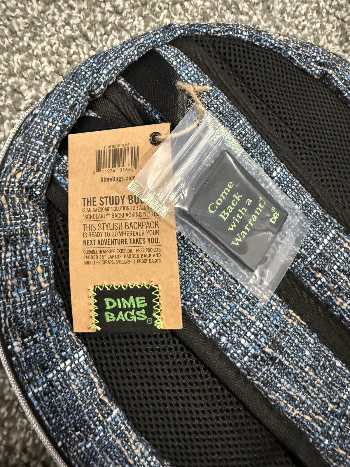 Timber Glass Blue Dime Bags Study Buddy Backpack Bag Travel School Backpack Hemp