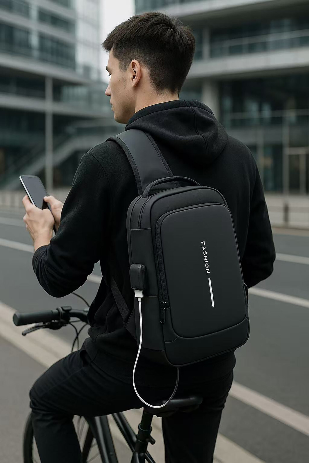 Waterproof USB Sling Bag Men Chest Crossbody Shoulder Bag Travel Casual