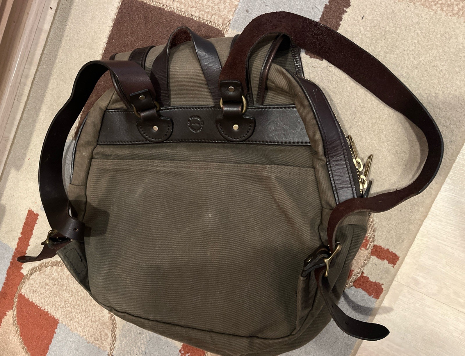 🔥 Filson USA Rucksack Backpack Bag Rugged Twill Otter Green Bridle Leather 262