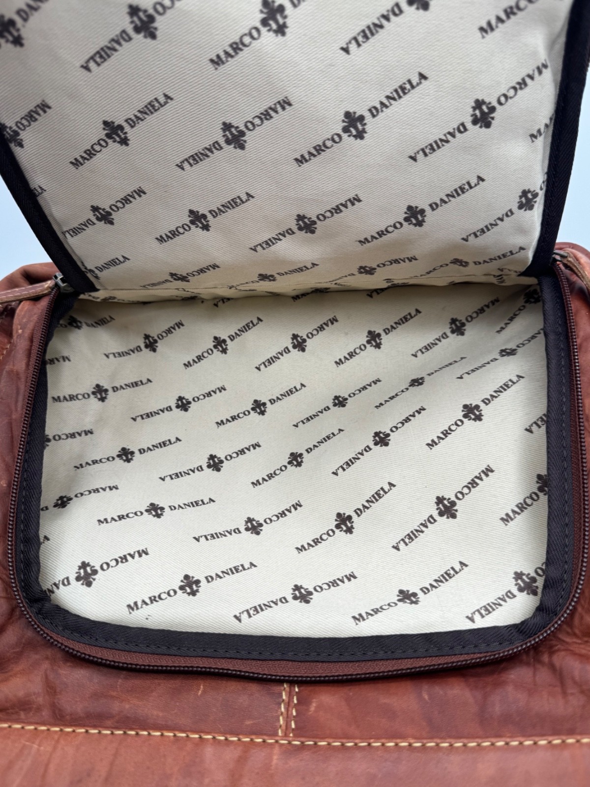 Marco Daniela distressed brown genuine leather backpack / laptop bag