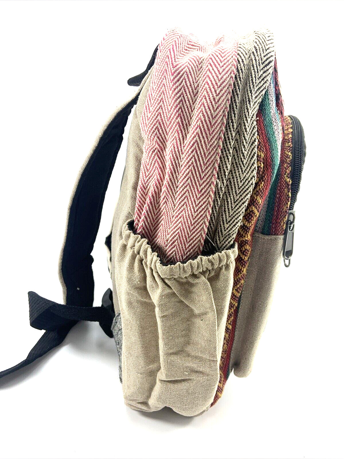 Himalayan Hemp THC Free Multi Color MEDIUM Handmade Backpack NWT