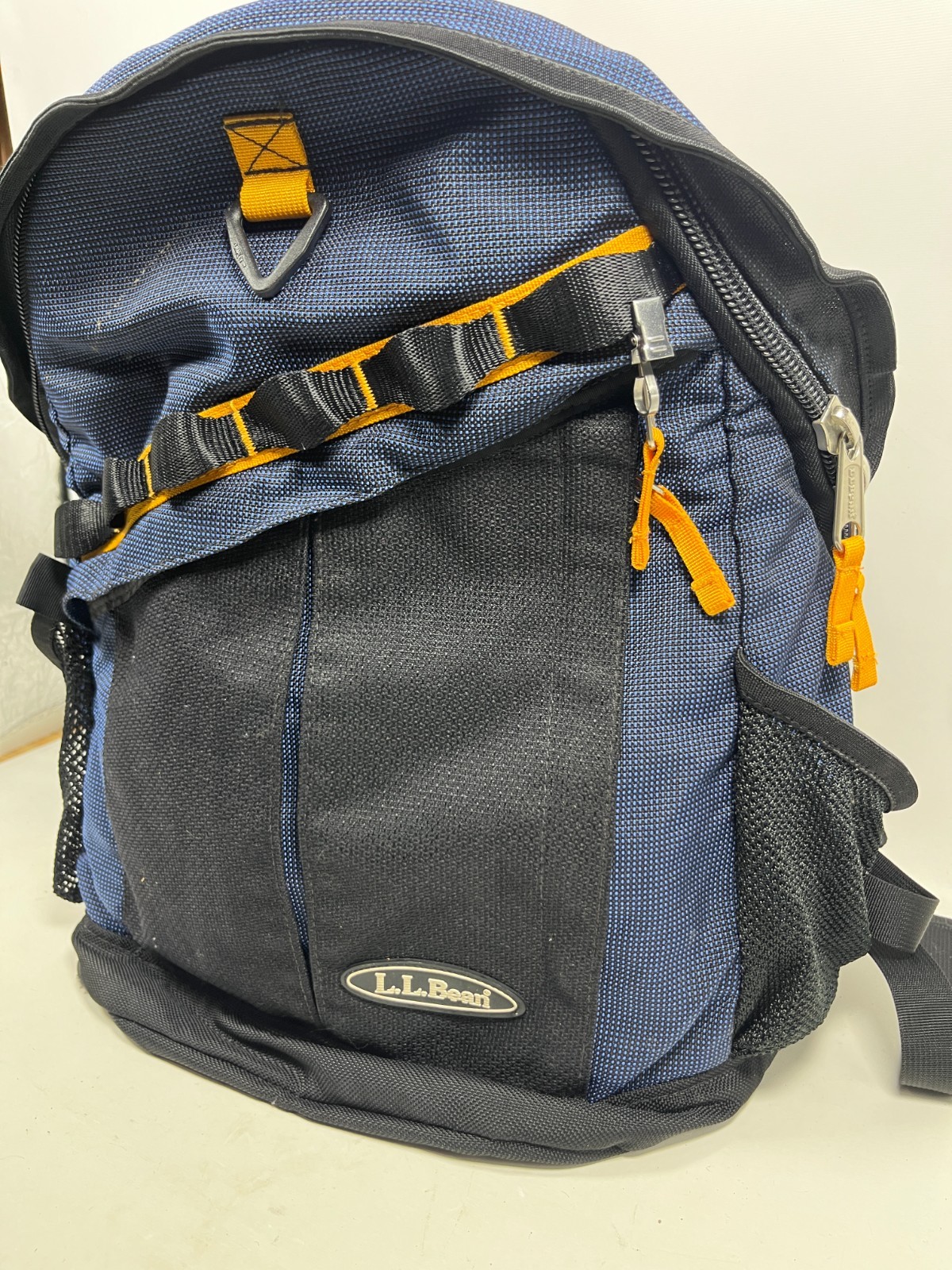 LL BEAN Bag Backpack Hiking Padded Strap Daypack Nylon Blue VTG