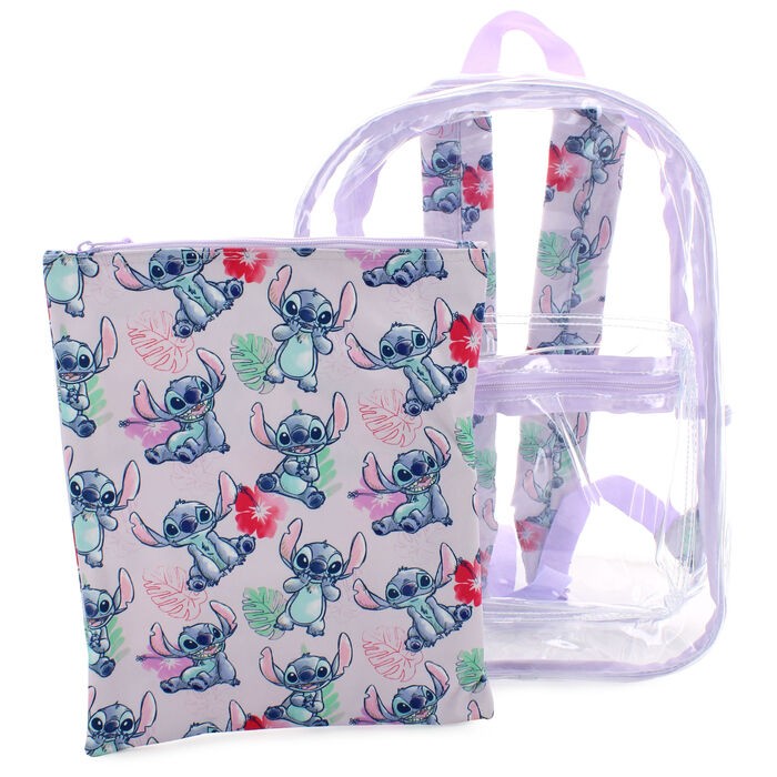 Bioworld Lilo & Stitch 17 Clear Plastic Backpack with Removable Laptop Pocket