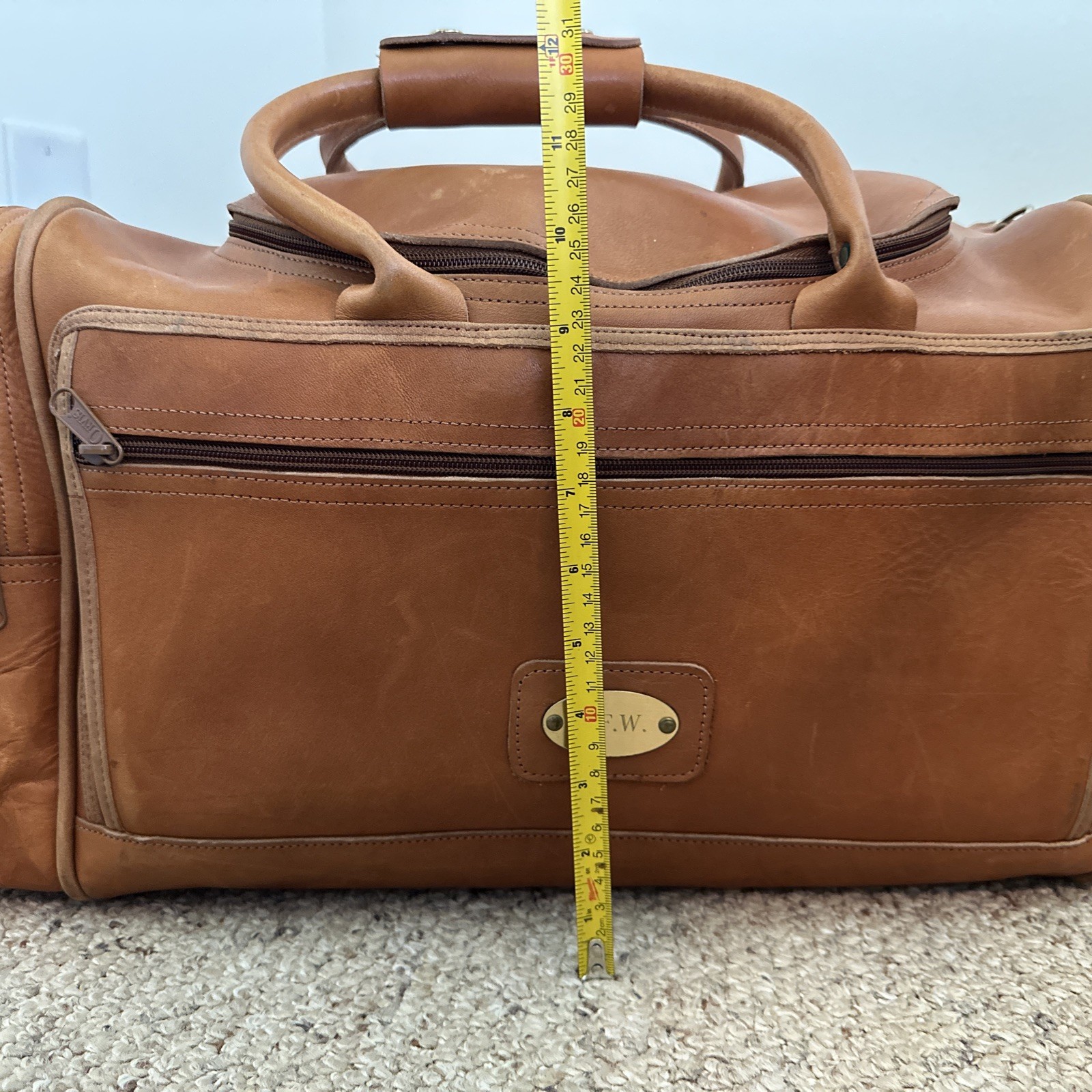 Vintage Orvis Leather Duffle Bag Multiple Pockets Customizable Made in USA