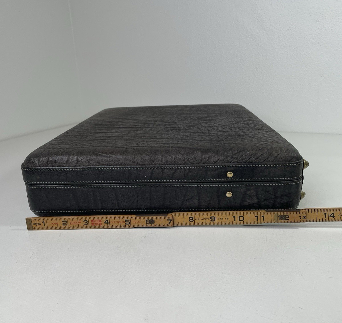 Ricardo Pebbled Leather Briefcase Dark Gray Suede Work Organizer See Description