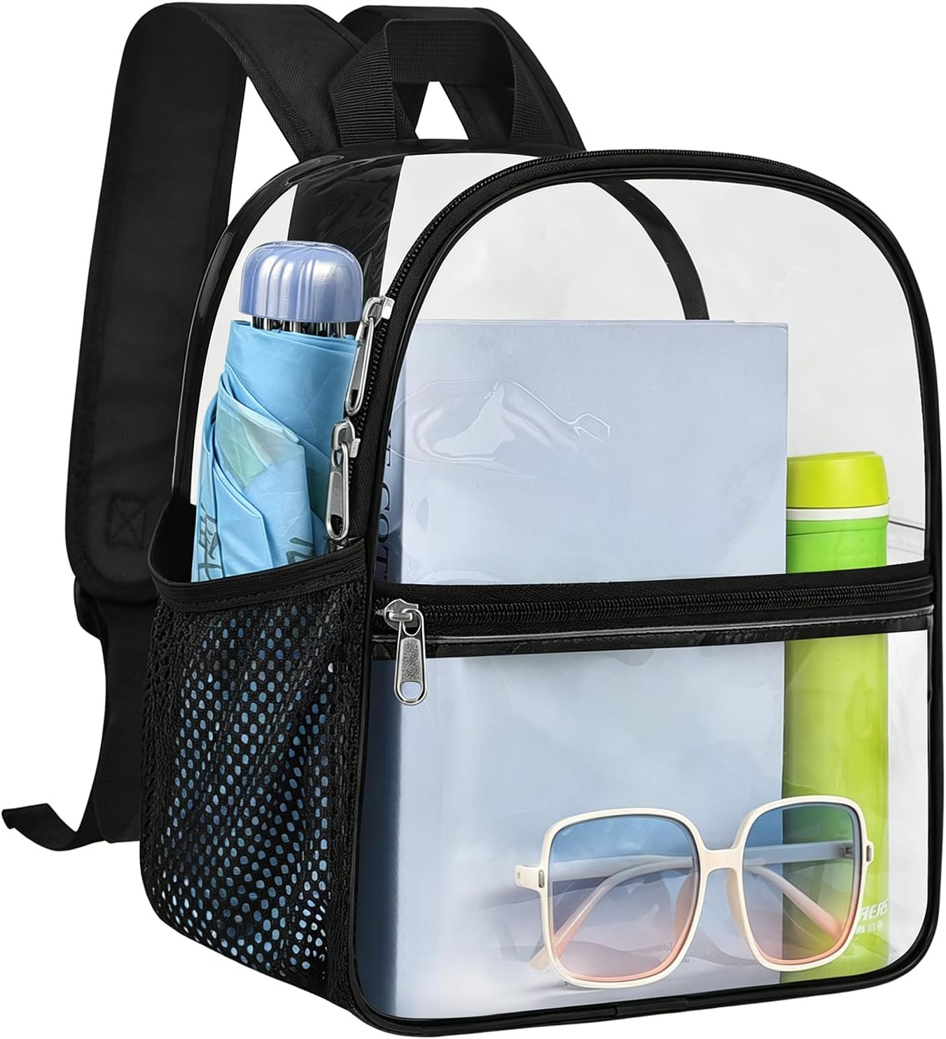 Clear Backpack for Stadium Events, 12X12X6 Small Clear Plastic Bag with Reinforc
