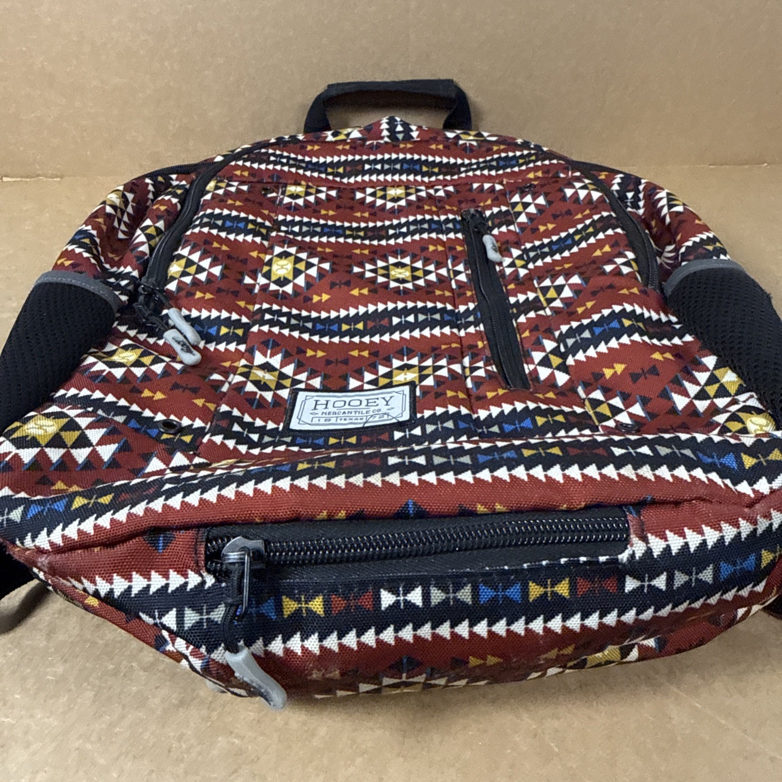 HOOEY Backpack Black with Front Aztec Hipster Trendy