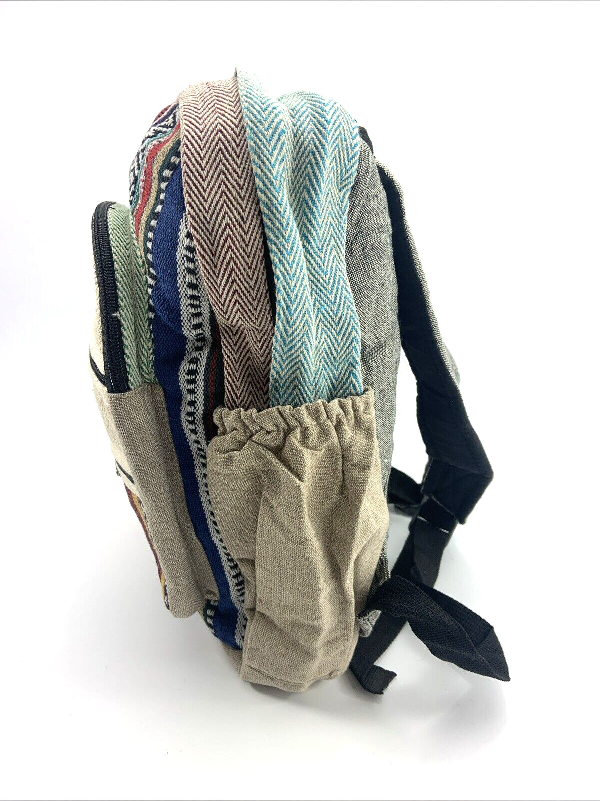 Himalayan Hemp THC Free Multi Color MEDIUM Handmade Backpack NWT