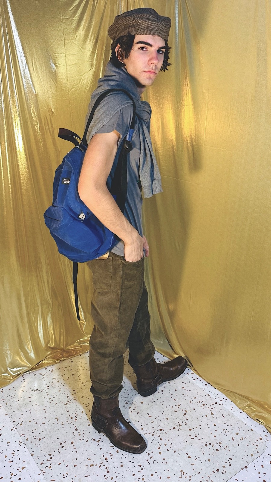 JACK SPADE Blue SUEDE Backpack Leather Trim Minimalist Designer Bag NYC