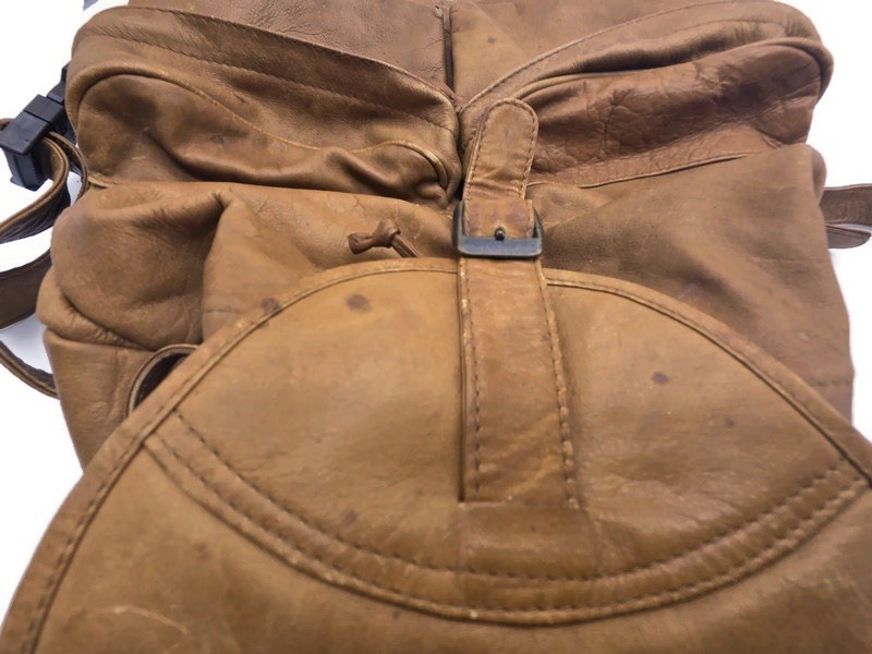 Vintage Mens Brown Leather Simon Traveling Bag Backpack (See Description)