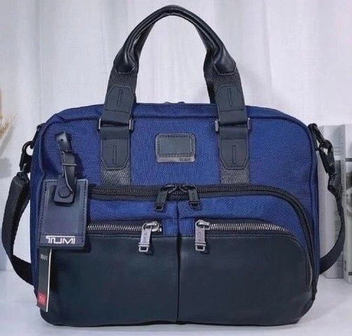NEW TUMI Alpha Bravo Slim Commuter Briefcase Navy Ballistic Nylon Business