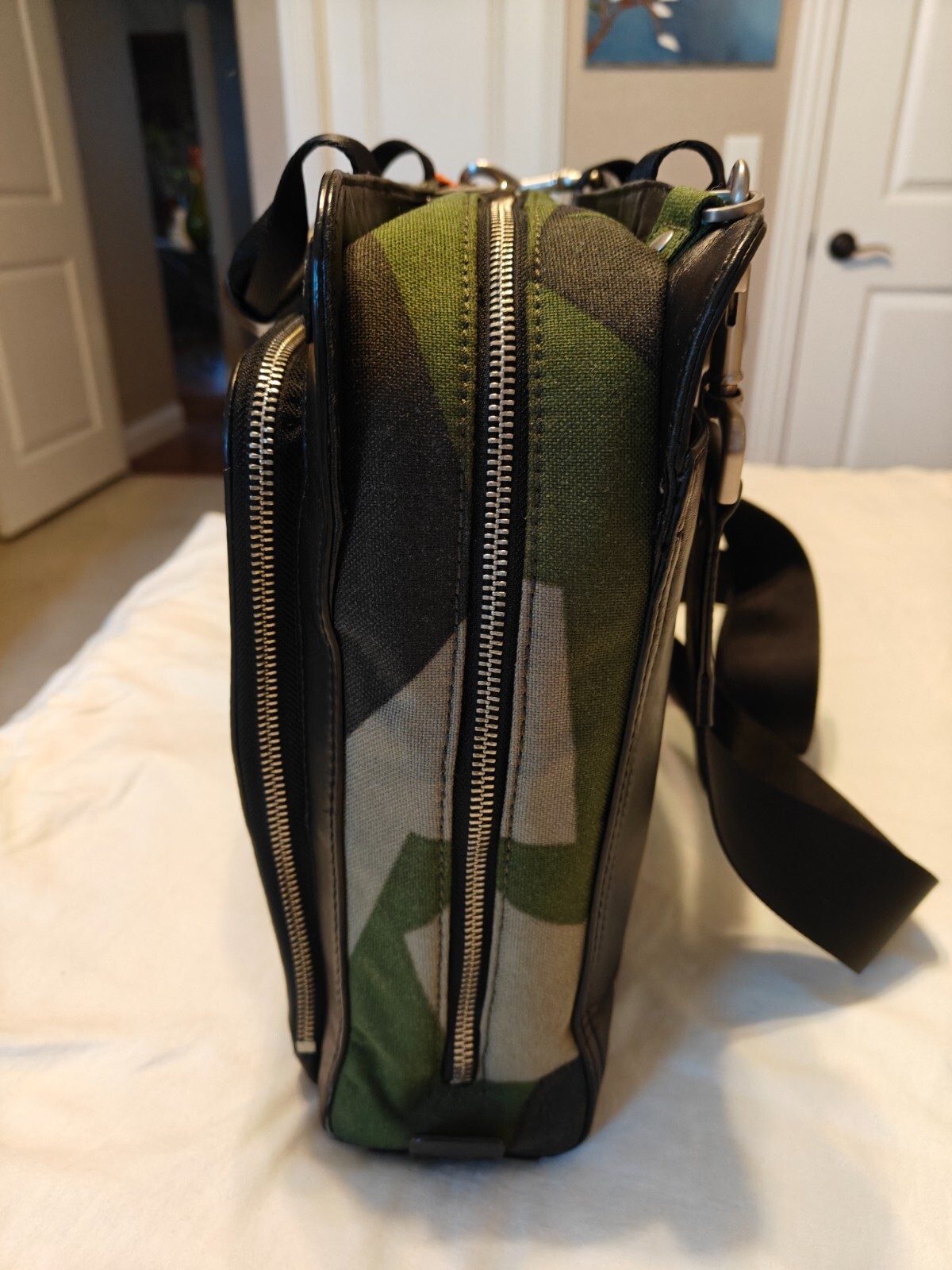 $495.00 Jack Spade Camo & Leather Split Brief Briefcase – Gently Used