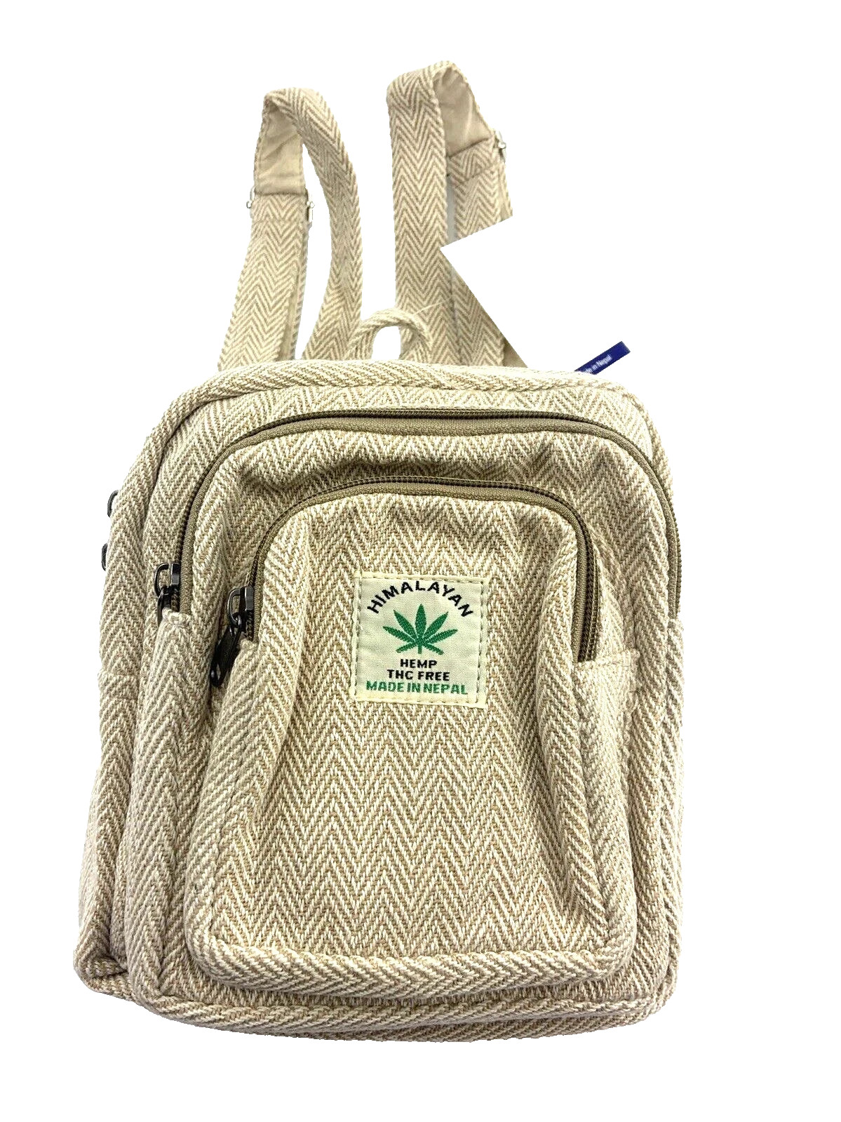 Himalayan Hemp THC Free Plain & Simple Beige Mini Handmade Backpack NWT