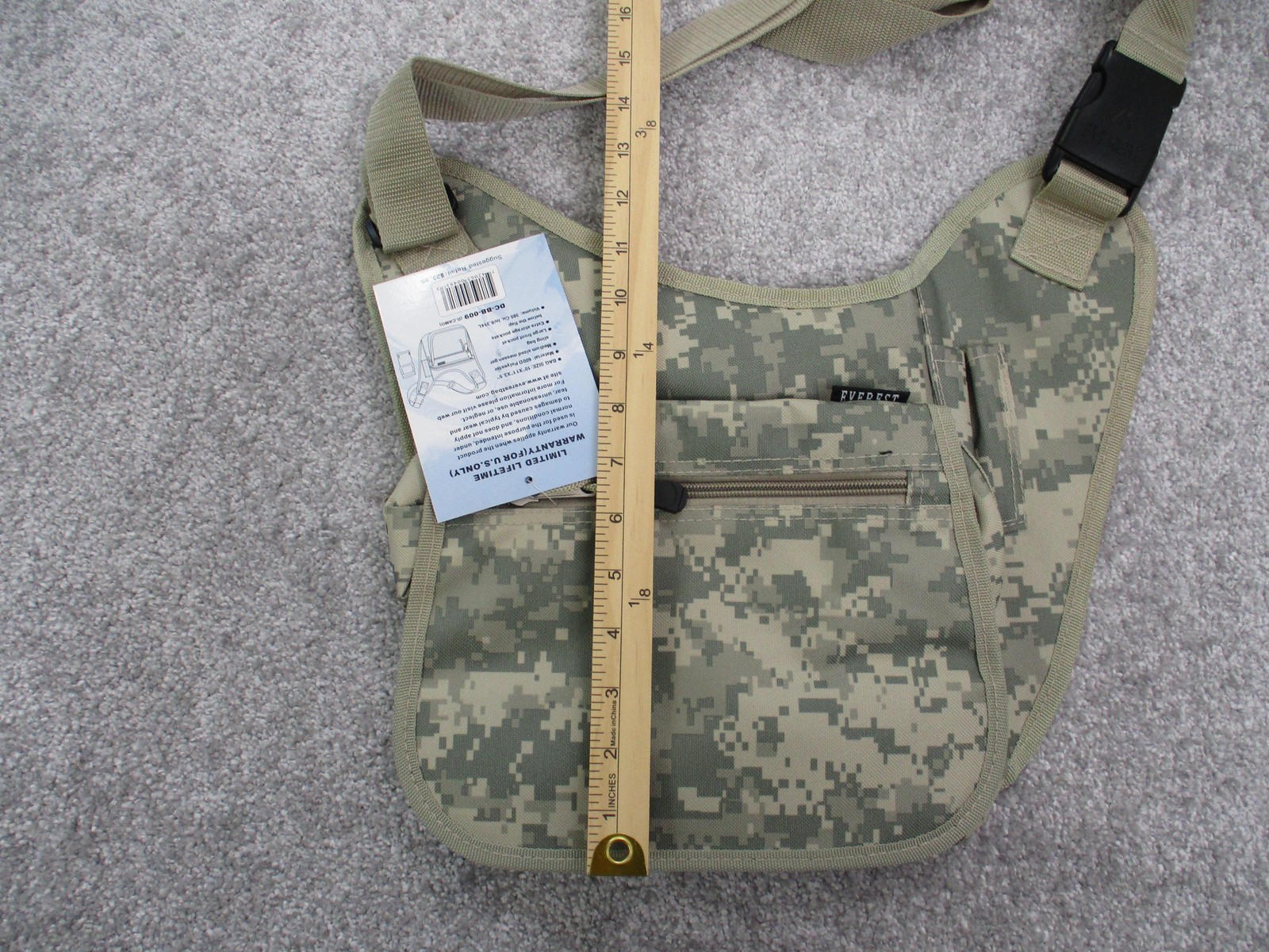 Everest Sling Bag One Size Green Digital Camo Messenger Crossbody Shoulder 600D