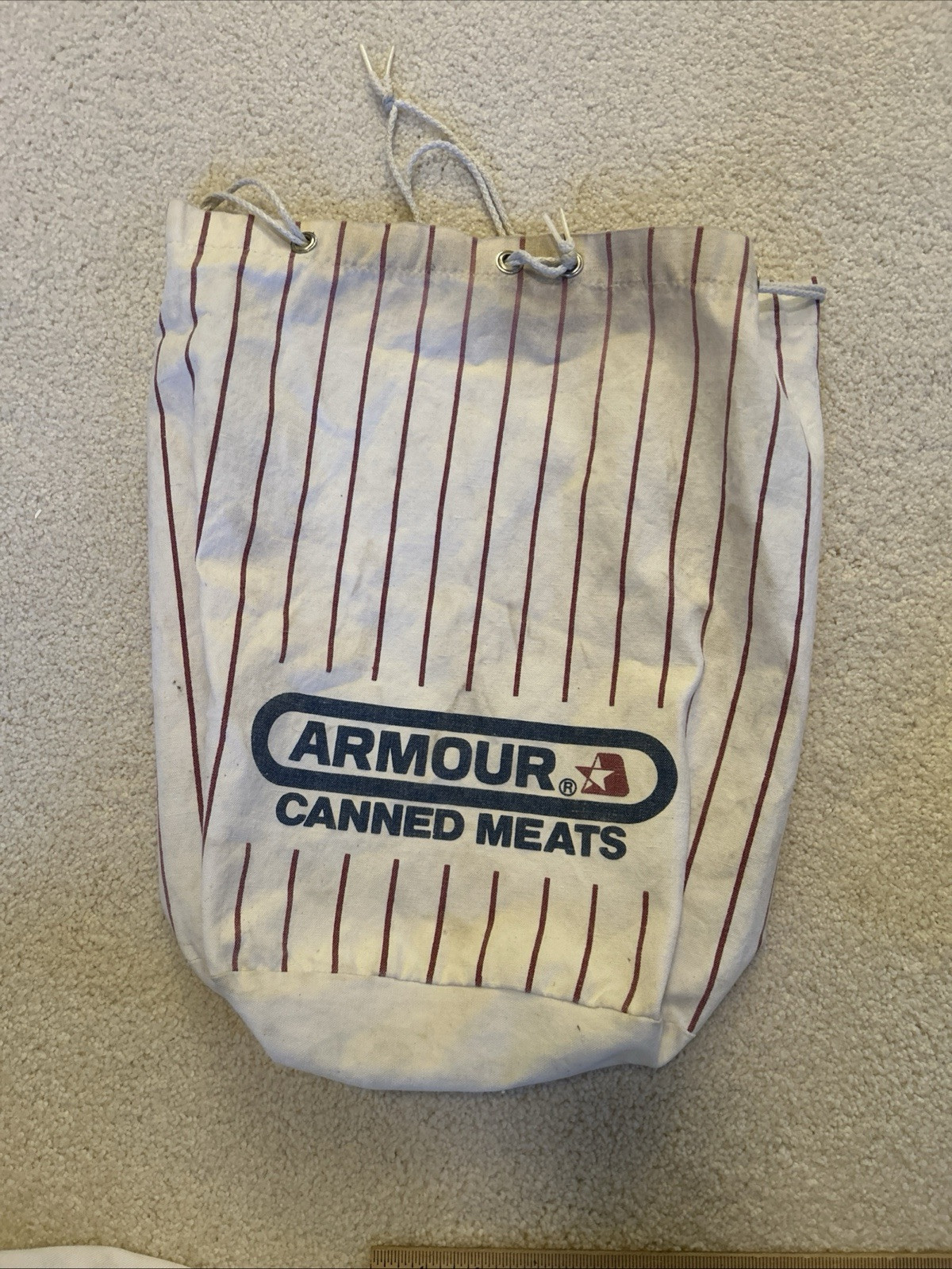 Armour Canned Meats – Cotton Canvas Drawstring Laundry Travel Tote 13” X 13”