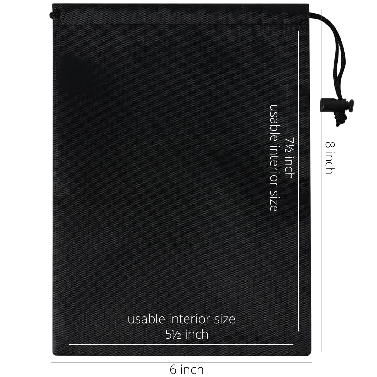 Drawstring Bag with Toggle – Nylon Cinch and Ditty Pouch – Six Pack (Black, 6…