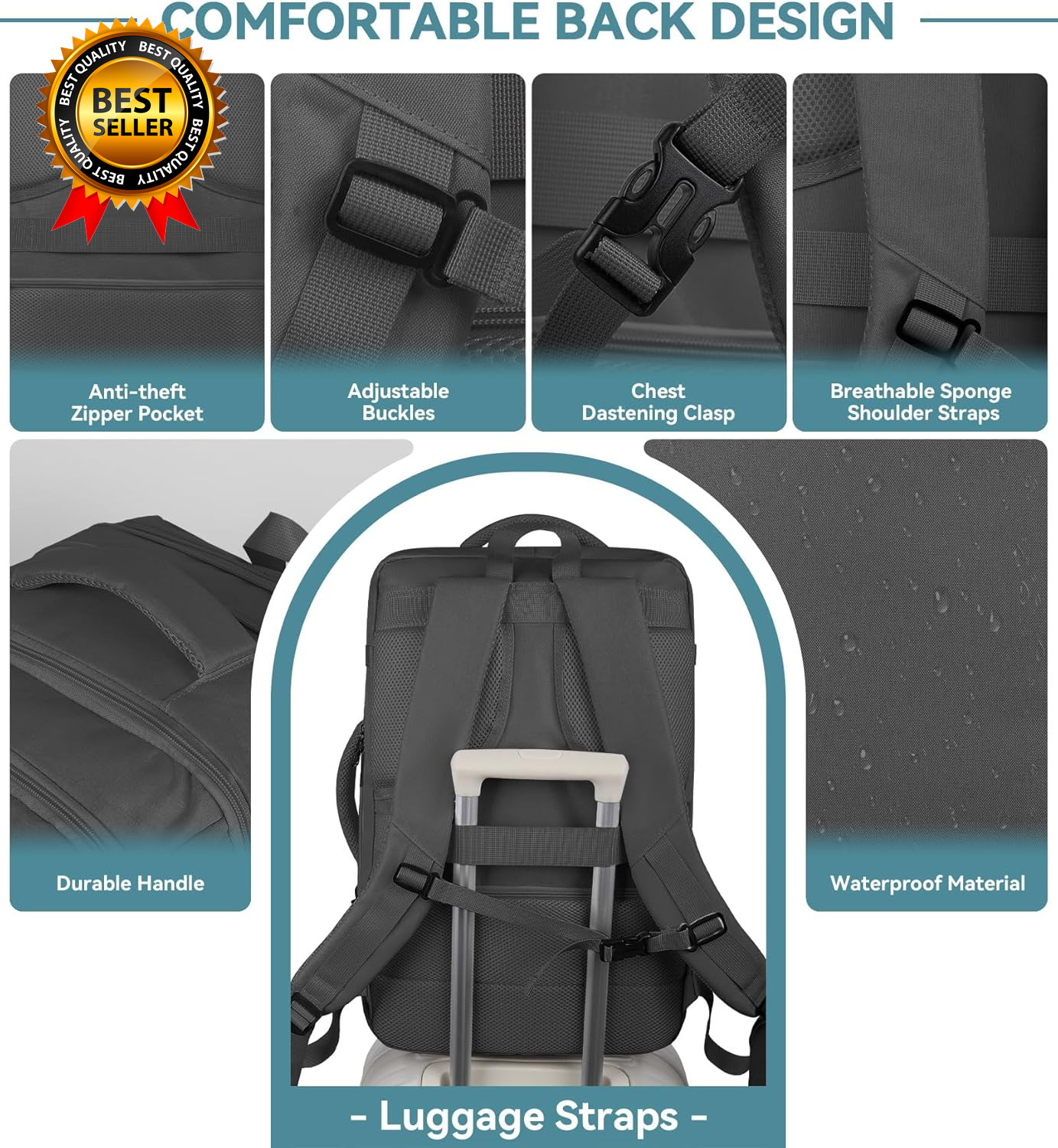 Travel Backpack 50L Expandable Extra Large Laptop Backpack Carry on Backpack
