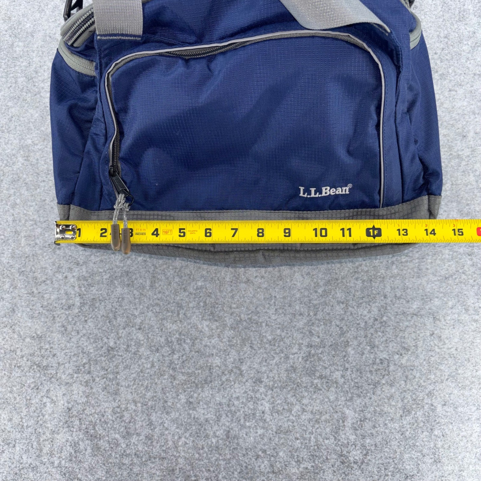 LL Bean Navy Blue Gray Ripstop Nylon Crossbody Shoulder Bag Utility Travel Tote