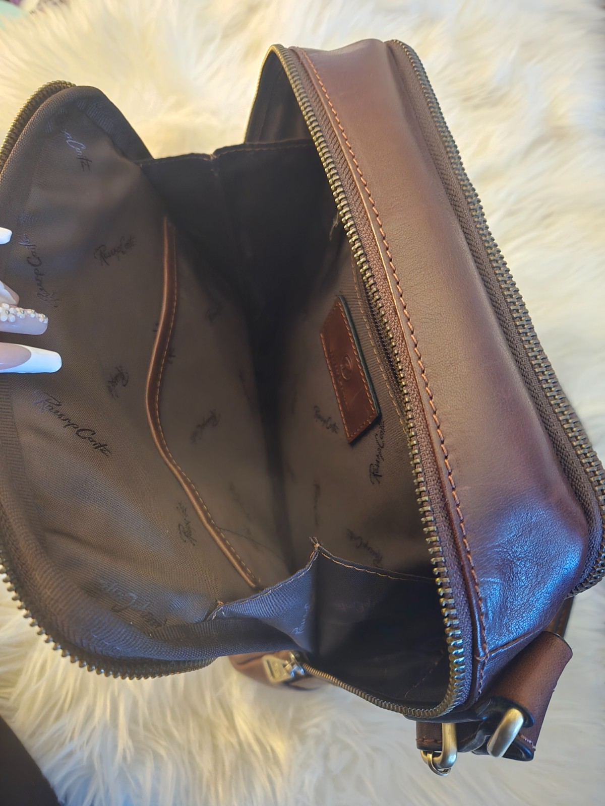 New Renzo Costa Medium embossed leather crossbody bag with tags.