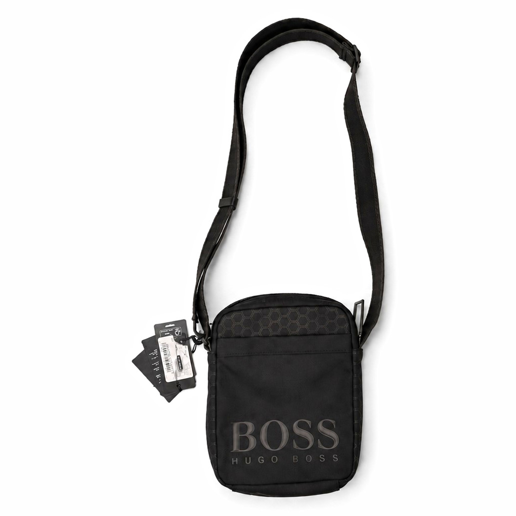 BOSS Hugo Boss Men’s Black Small Crossbody Bag Zip Adjustable Strap Travel