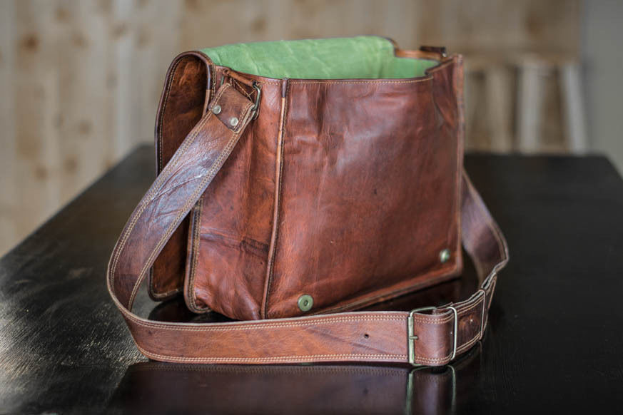 Leather Messenger Bag ALL Computer Distressed Brown Satchel Briefcase Manly Men