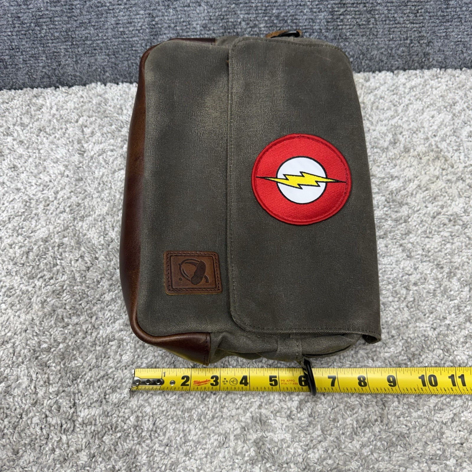 NutSac Canvas Messenger Bag distressed w/ Patch and no shoulder strap