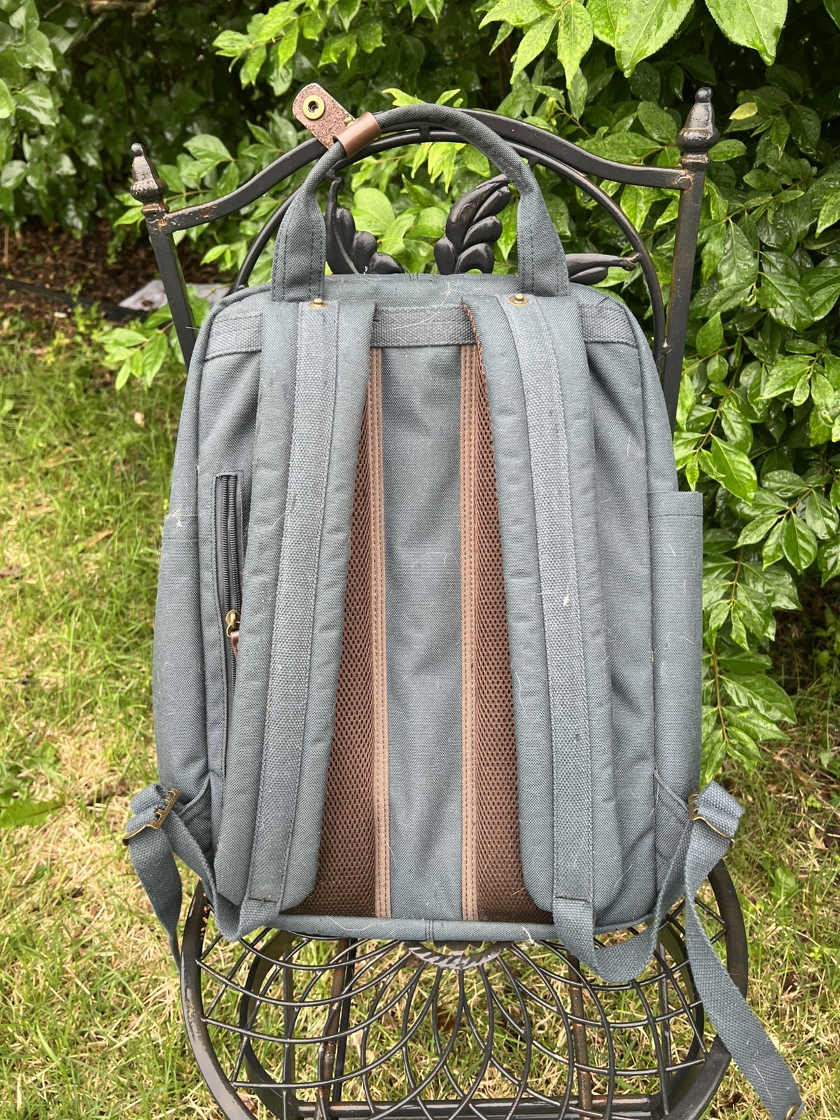 Doughnut macaroon Outdoor Adventure Backpack navy Blue Nylon Leather Daypack