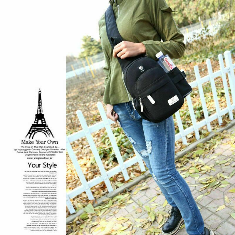 Mens Women Nylon Shoulder Chest Cycle Sling Daily Bag Crossbody Travel Backpack