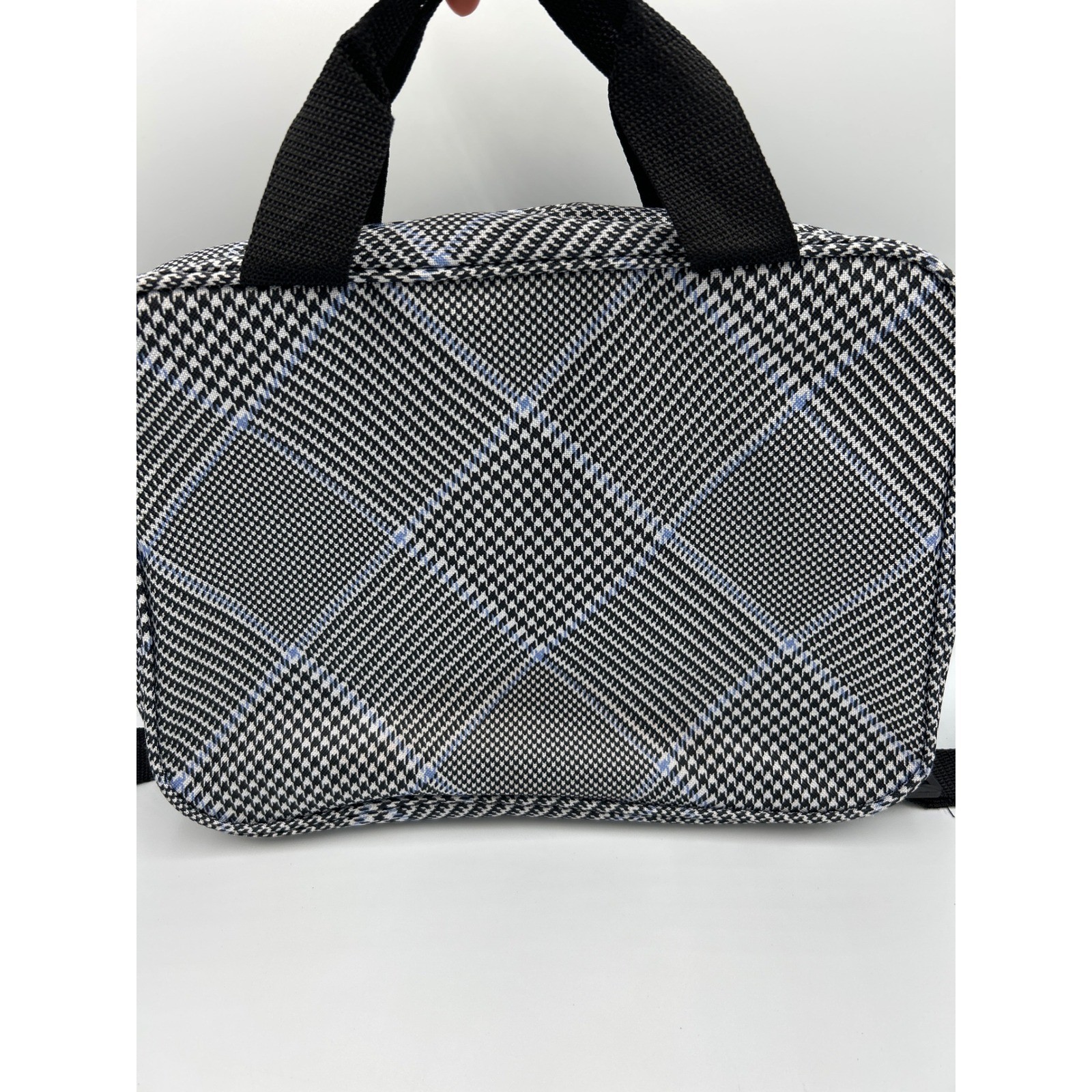 Chaps Messenger Bag Black White Blue Glen Plaid Light Crossbody Laptop Case