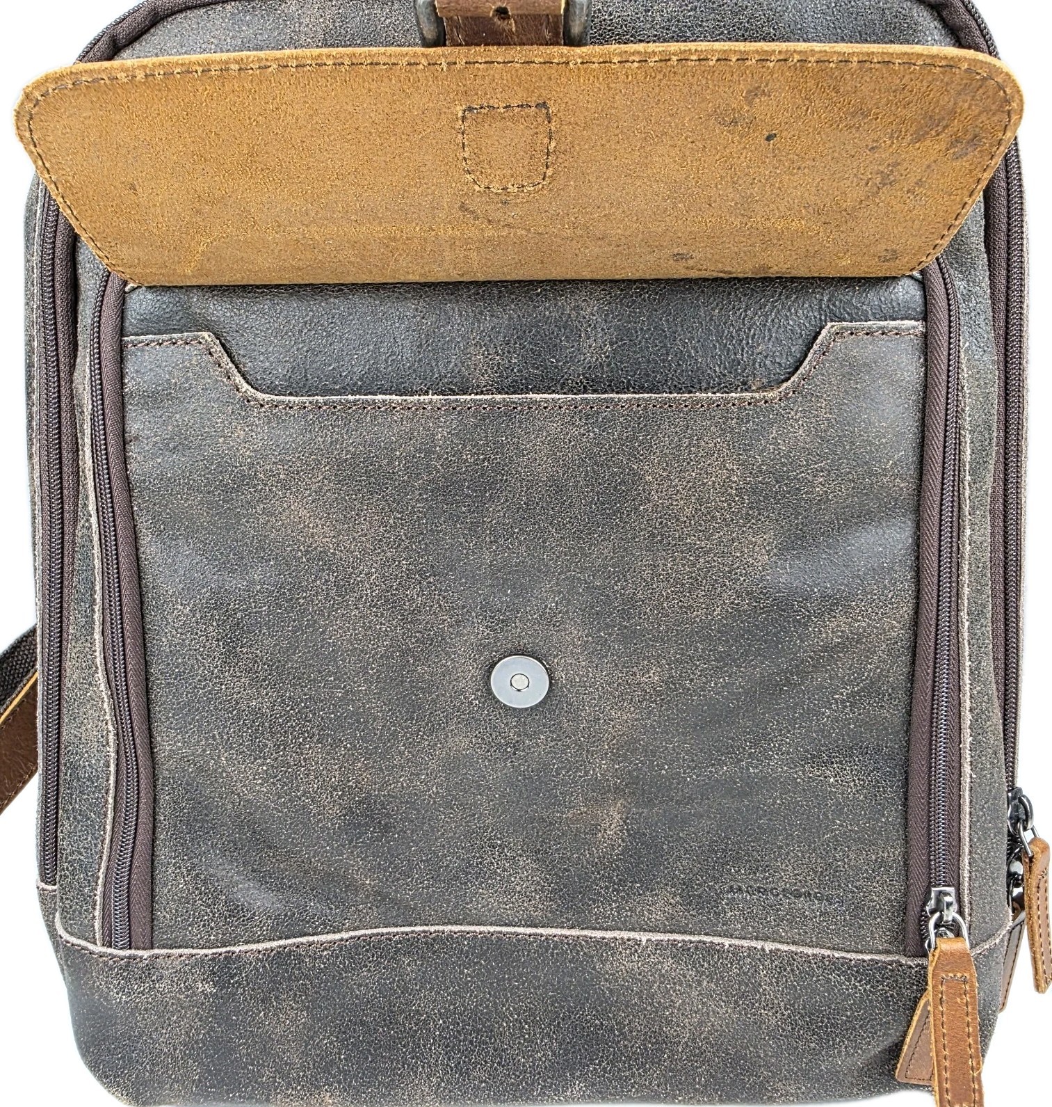 JACK GEORGES Dakota Laptop Backpack Distressed BUFFALO Leather RS516 (BROWN) New