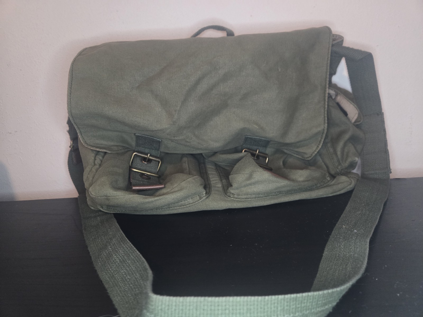 Canvas Messenger Style Crossbody Shoulder Bag Military Satchel