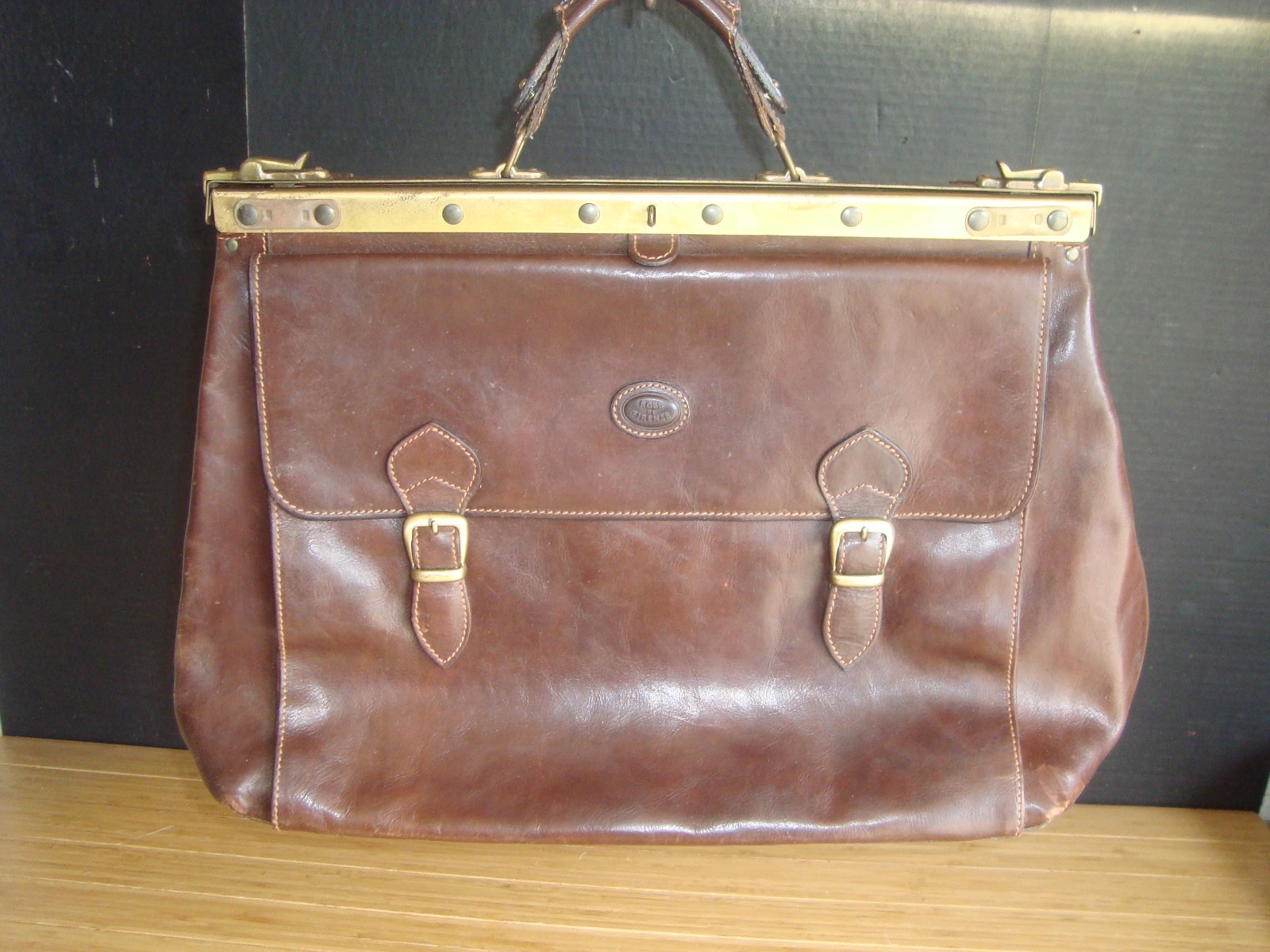 Rage Vtg Robe Di Firenze Handmade Genuine Italian Leather Briefcase Bag
