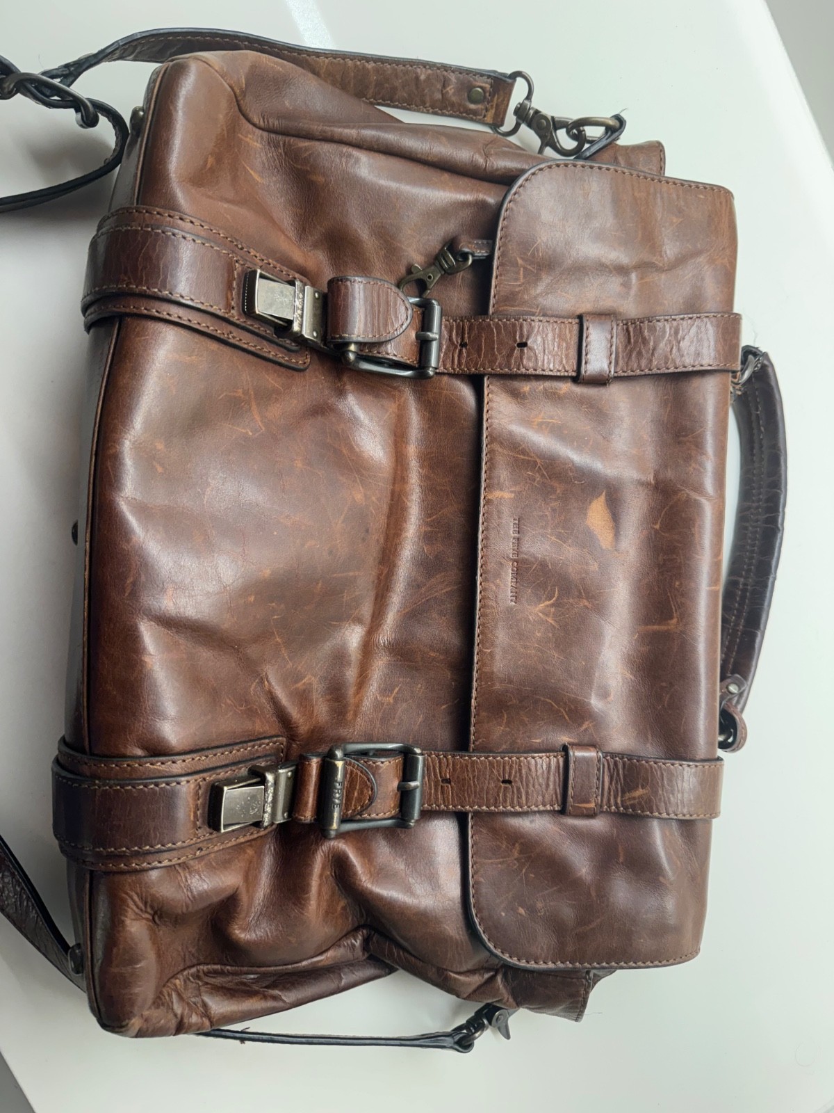 Frye Men’s Brown Leather Messenger Bag for Travel and Carry-On