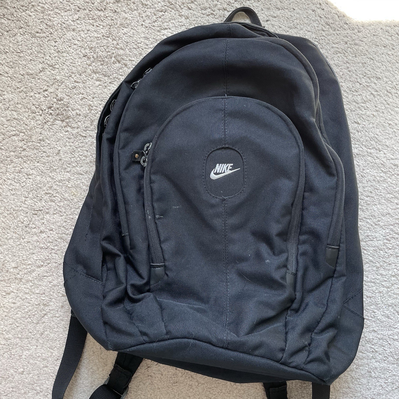Nike Y2K Backpack Black Portable CD Player Holder Zipper