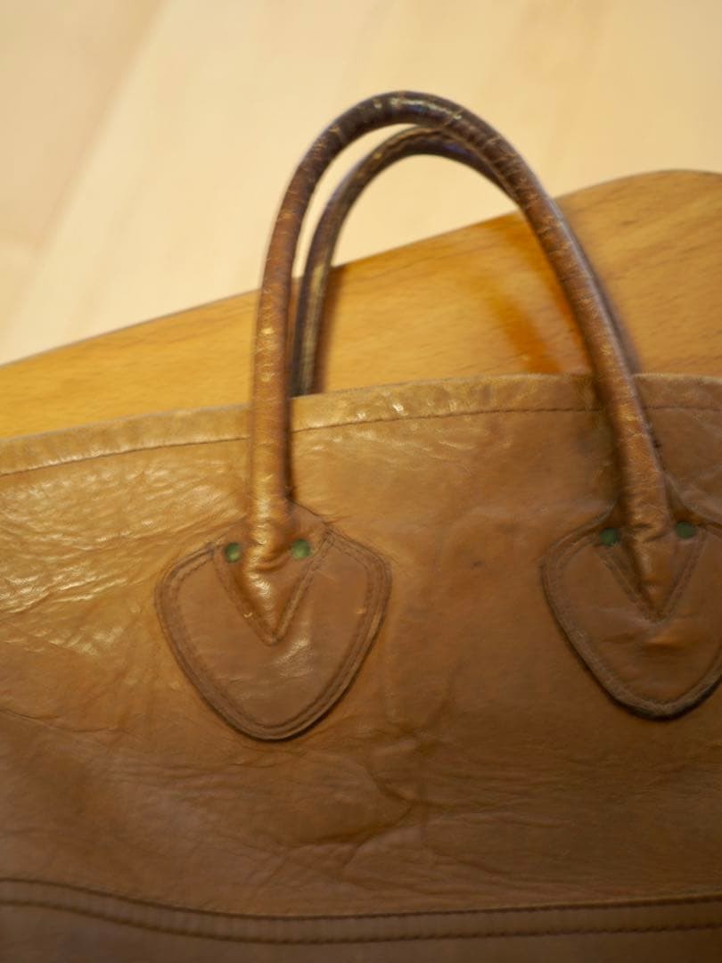 Vintage 80s LL Bean Leather Boat Tote Bag Brown 12.6×11.8×5.1in