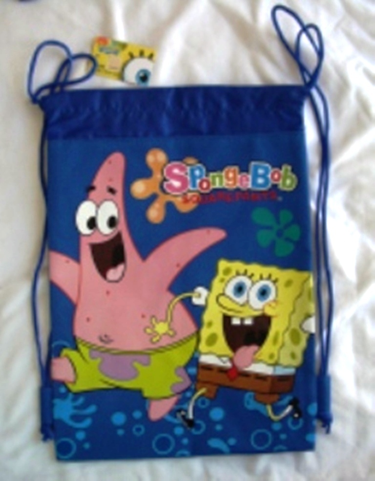 Blue Spongebob Drawstring Backpack Child School Sling Tote Gym Bag 🎒