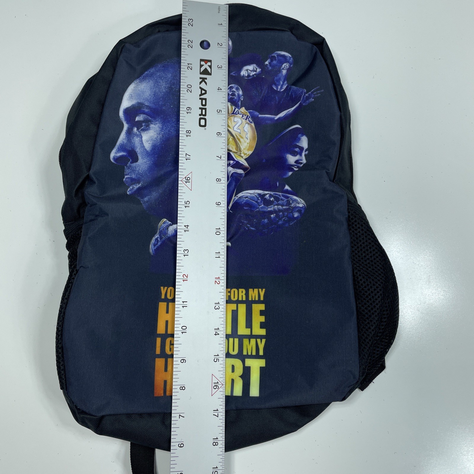 Kobe Bryant Black Backpack Side Pockets You asked for Hustle I gave you my Heart