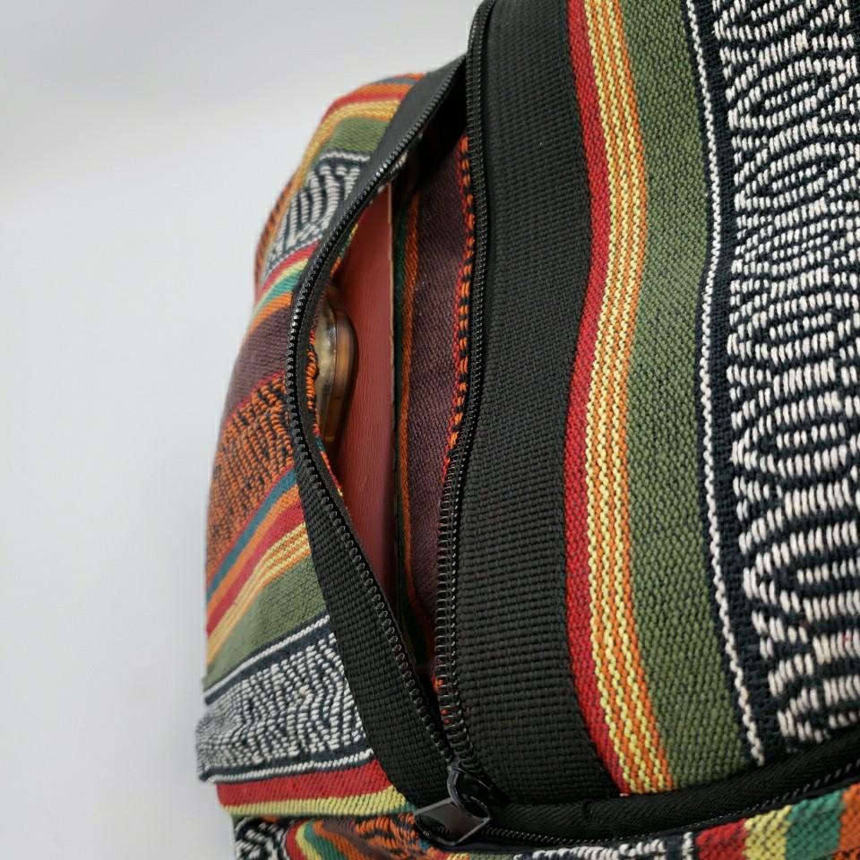 Tribal Geometric Hippie Backpack Jacquard Travel Bag Lightweight Nepal Cotton