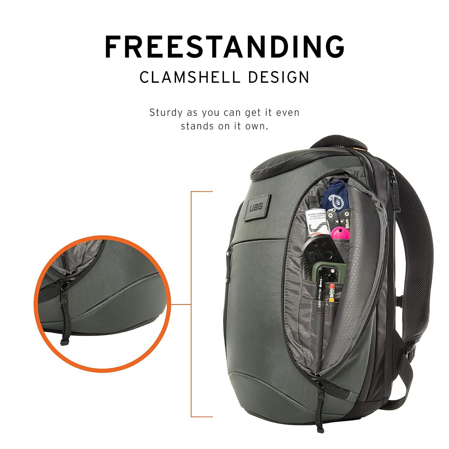 UAG 18-Liter Backpack Lightweight Weather Resistant 13-inch, Standard Issue Grey