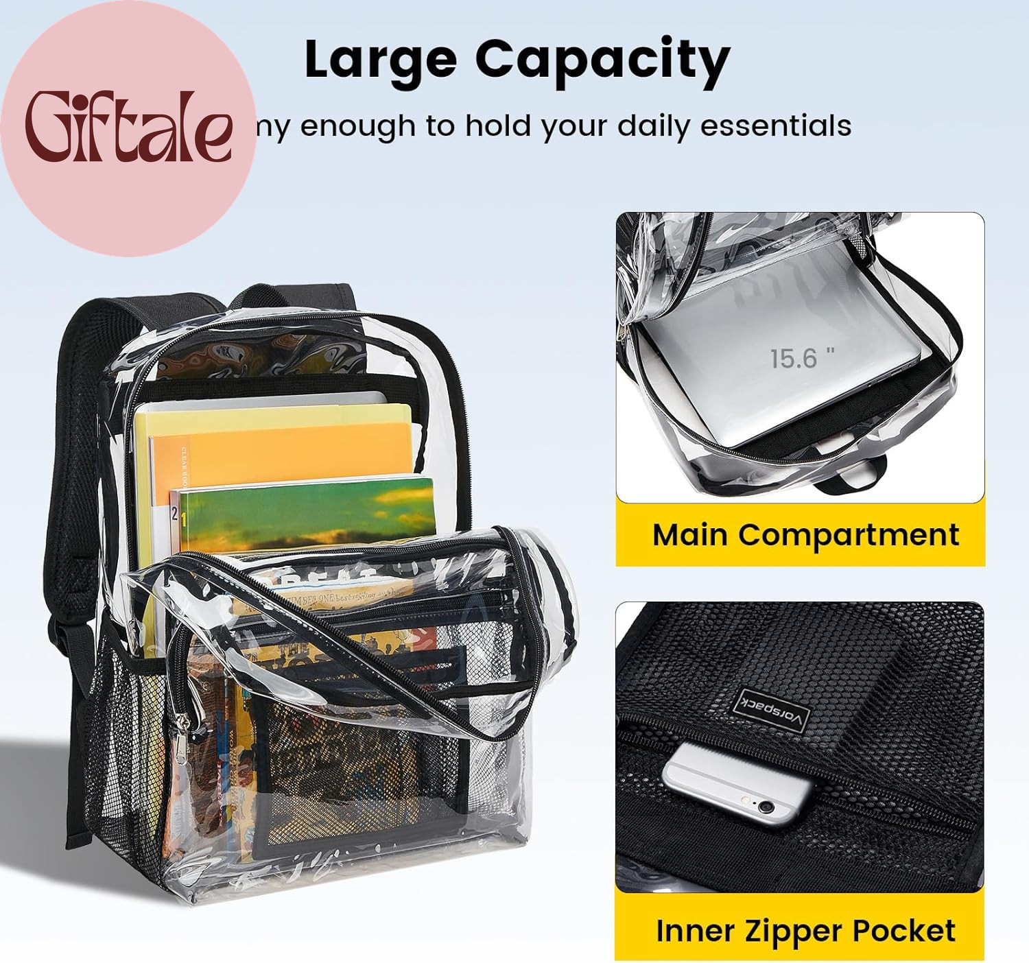 Clear Backpack Heavy Duty – Clear Bookbag Large See through Backpack Plastic Tra