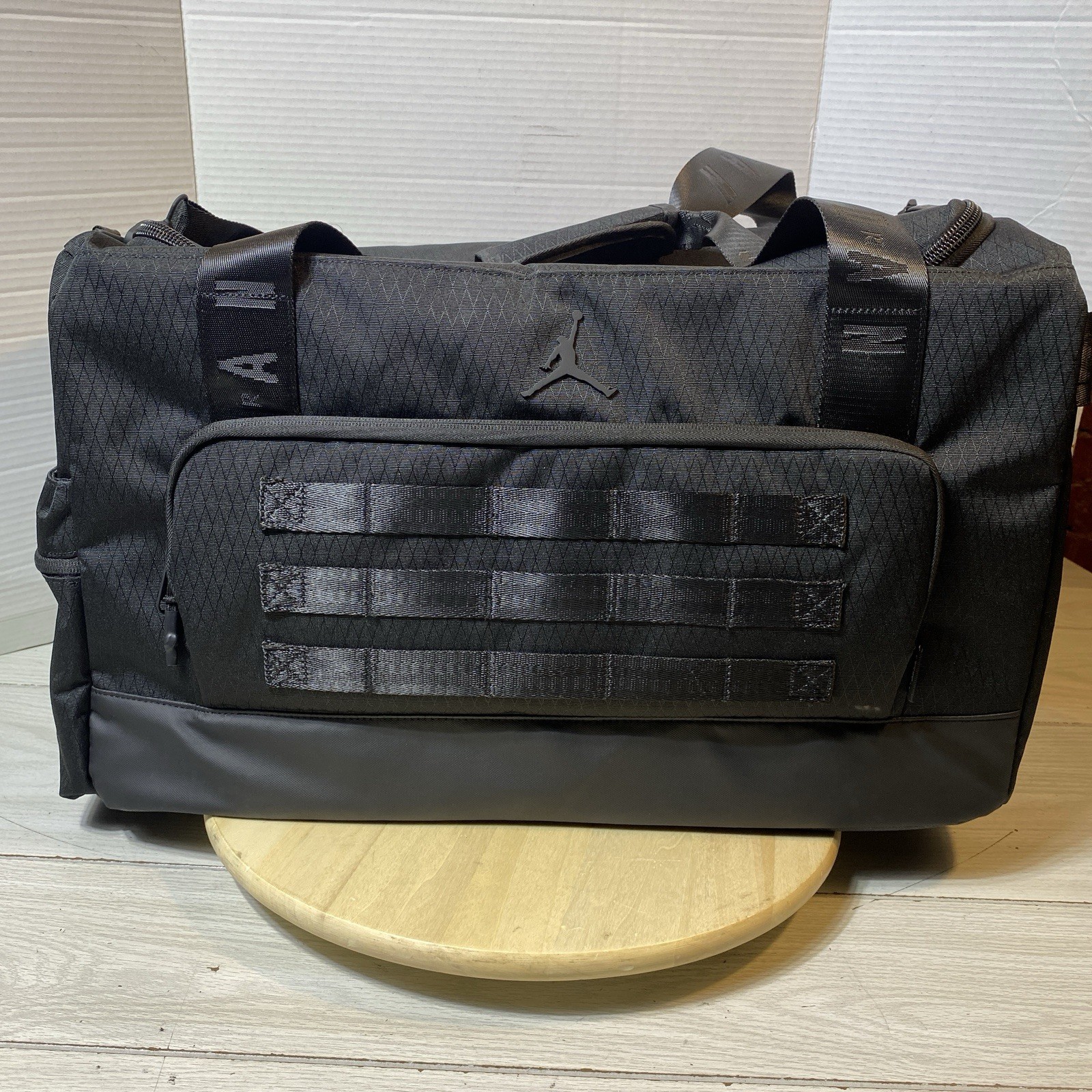 Jordan Black Duffle Bag Camera Travel Gym Multi Compartment MA0932-023 CORDURA