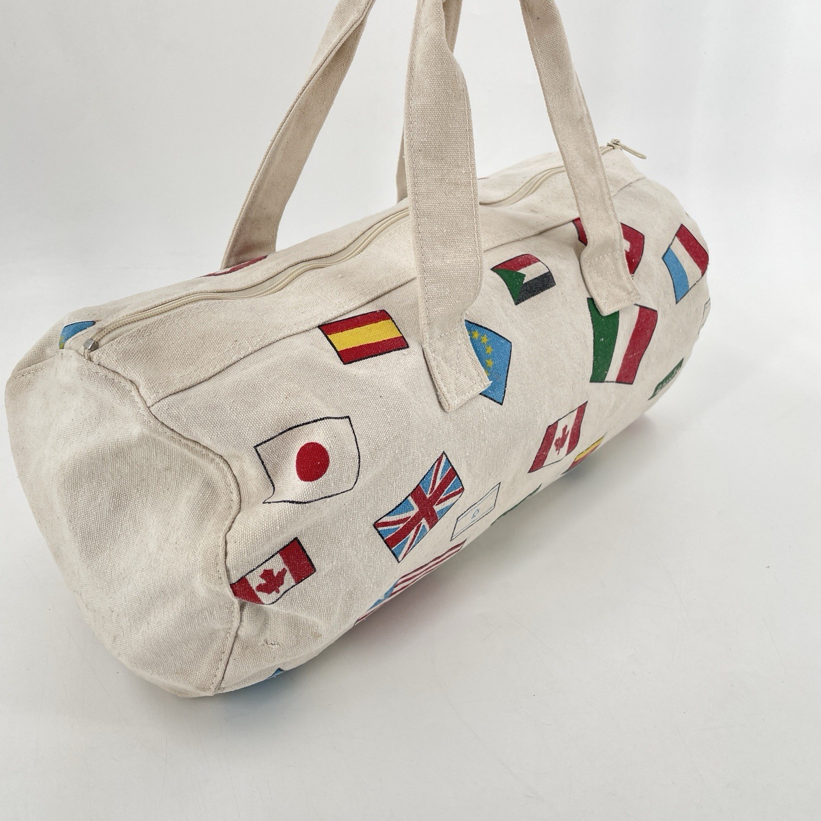 Rare Vintage 80s Benetton Olympic Global Country Flag Print Small Duffle Bag