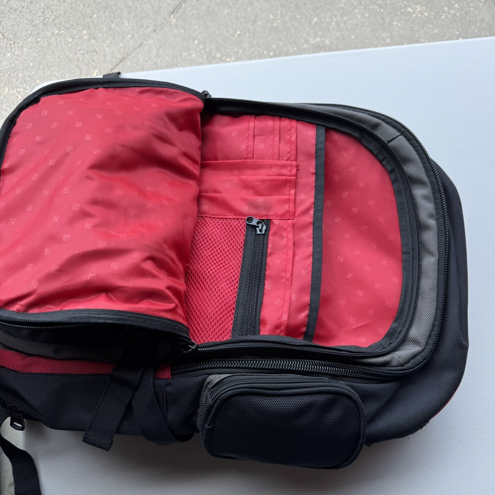 FUL Laptop Backpack 17” Black Red Multi Pocket Travel Work School Bag