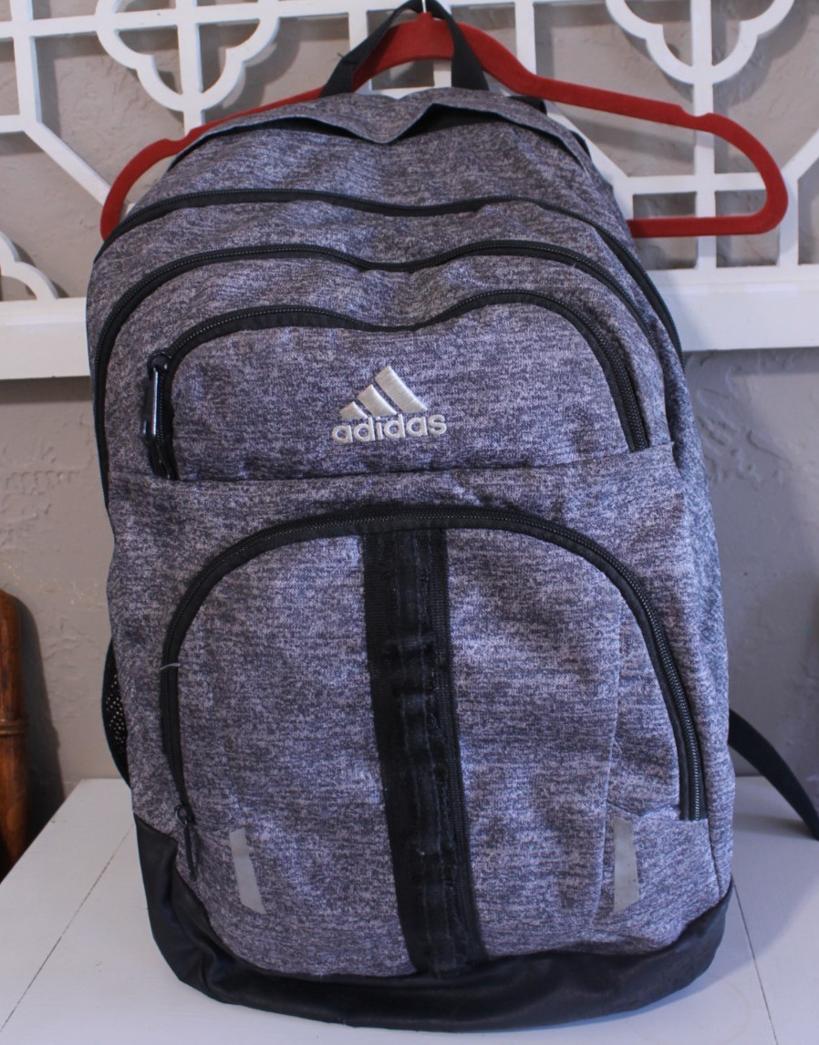 Adidas Backpack Heathered Gray LoadSpring School Gym Travel Book Bag Casual