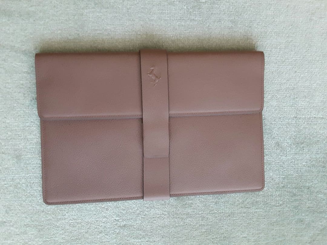 Ferrari Leather Document Holder Tablet Case Pouch Brown by Schedoni w/ Dust Bag