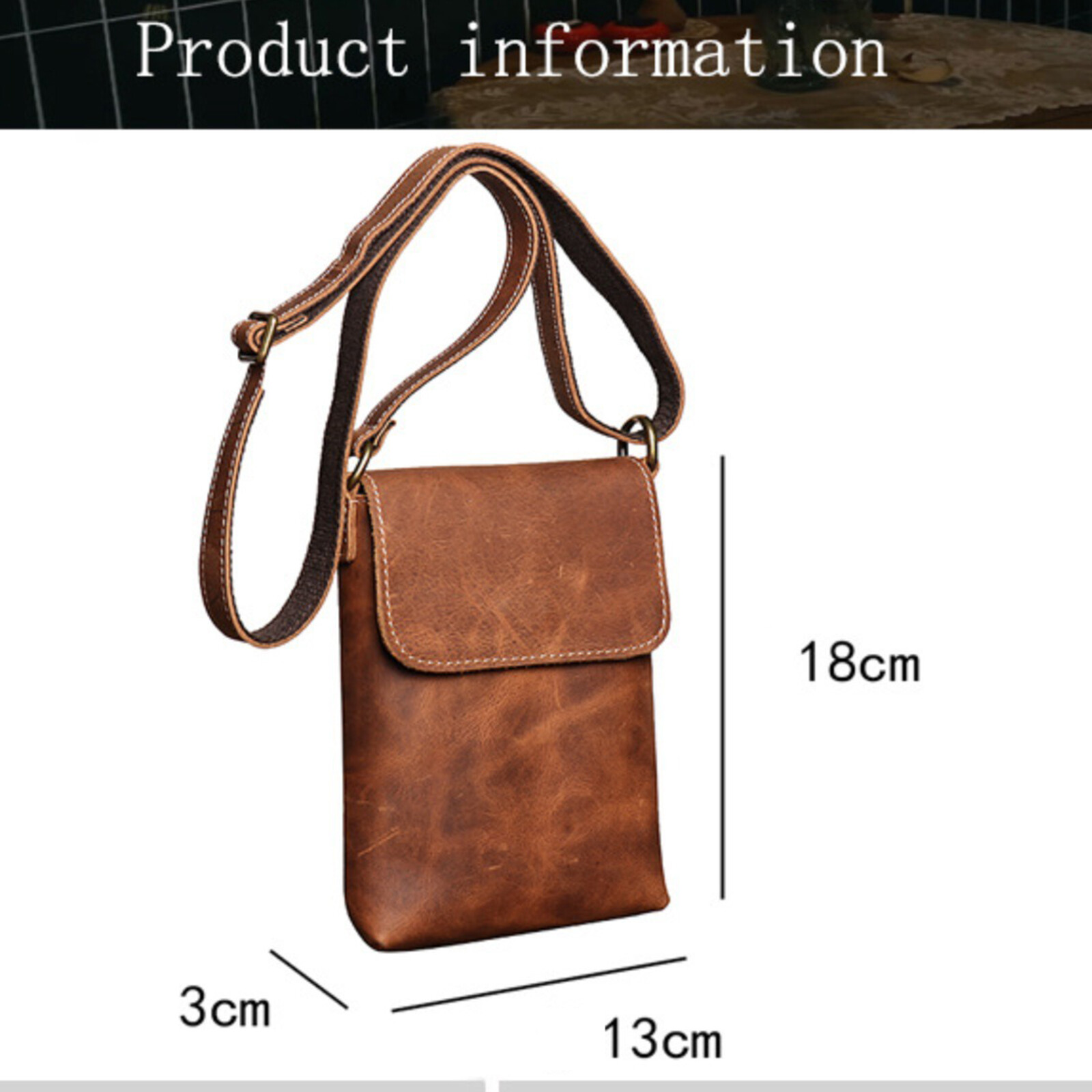 Mens Leather Shoulder Bag Small Crossbody Pouch Vintage Phone Wallet Carrier